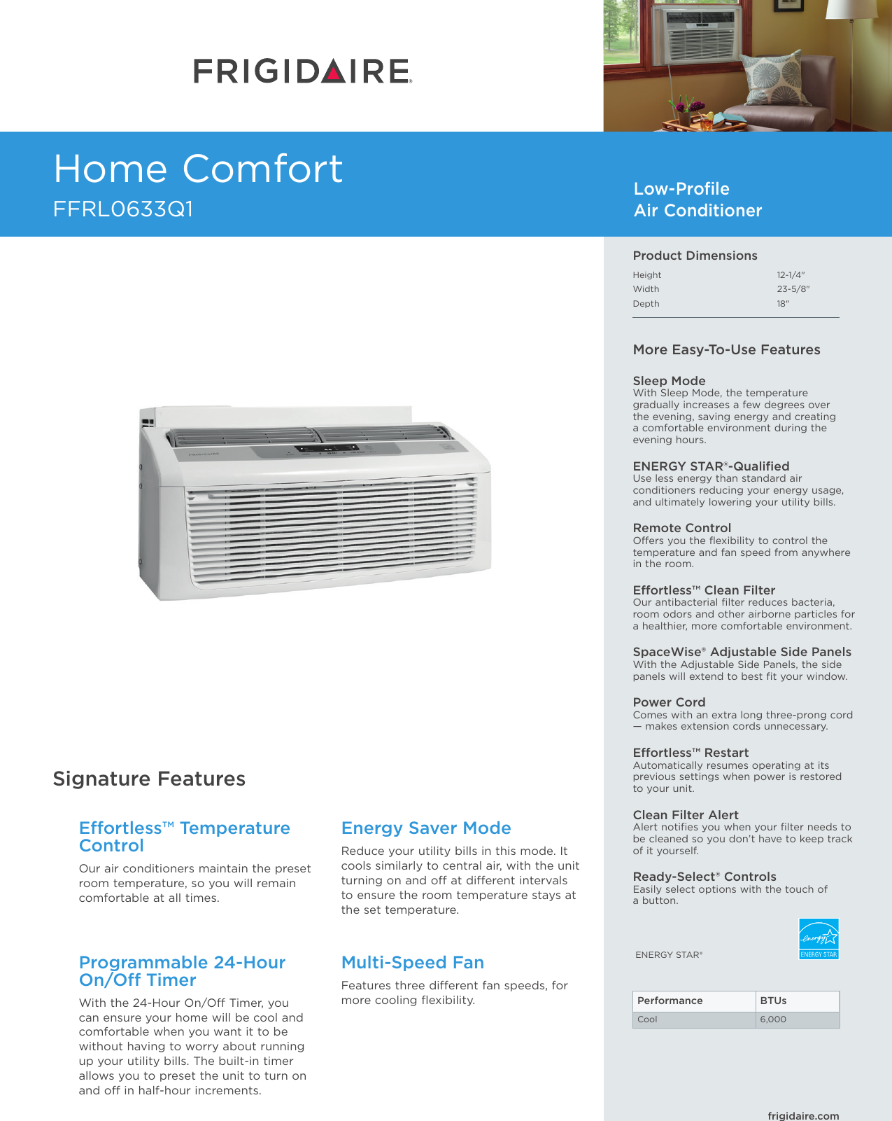 Page 1 of 2 - Frigidaire Frigidaire-Ffrl0633Q1-Product-Specifications-Sheet-  Frigidaire-ffrl0633q1-product-specifications-sheet