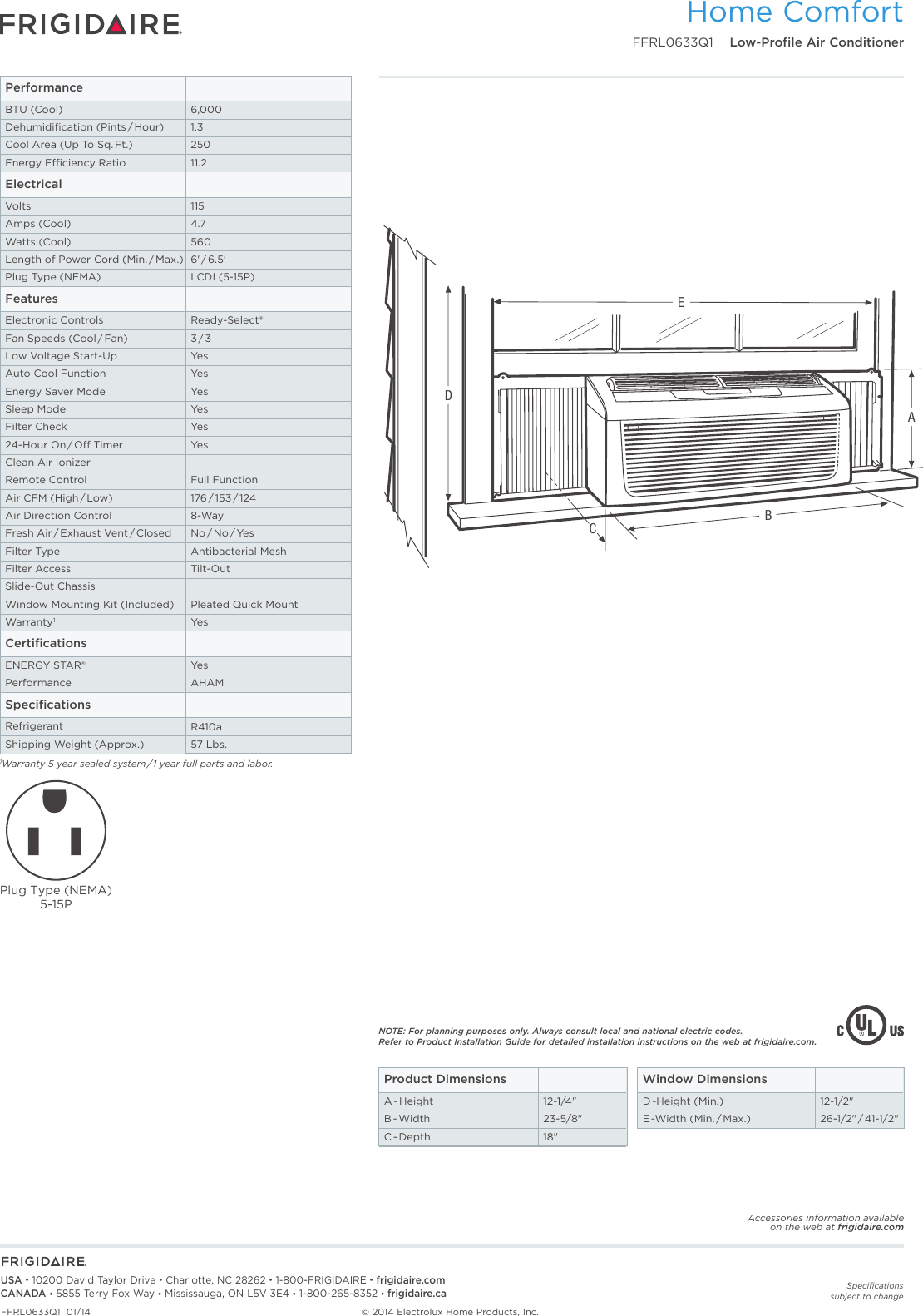 Page 2 of 2 - Frigidaire Frigidaire-Ffrl0633Q1-Product-Specifications-Sheet-  Frigidaire-ffrl0633q1-product-specifications-sheet