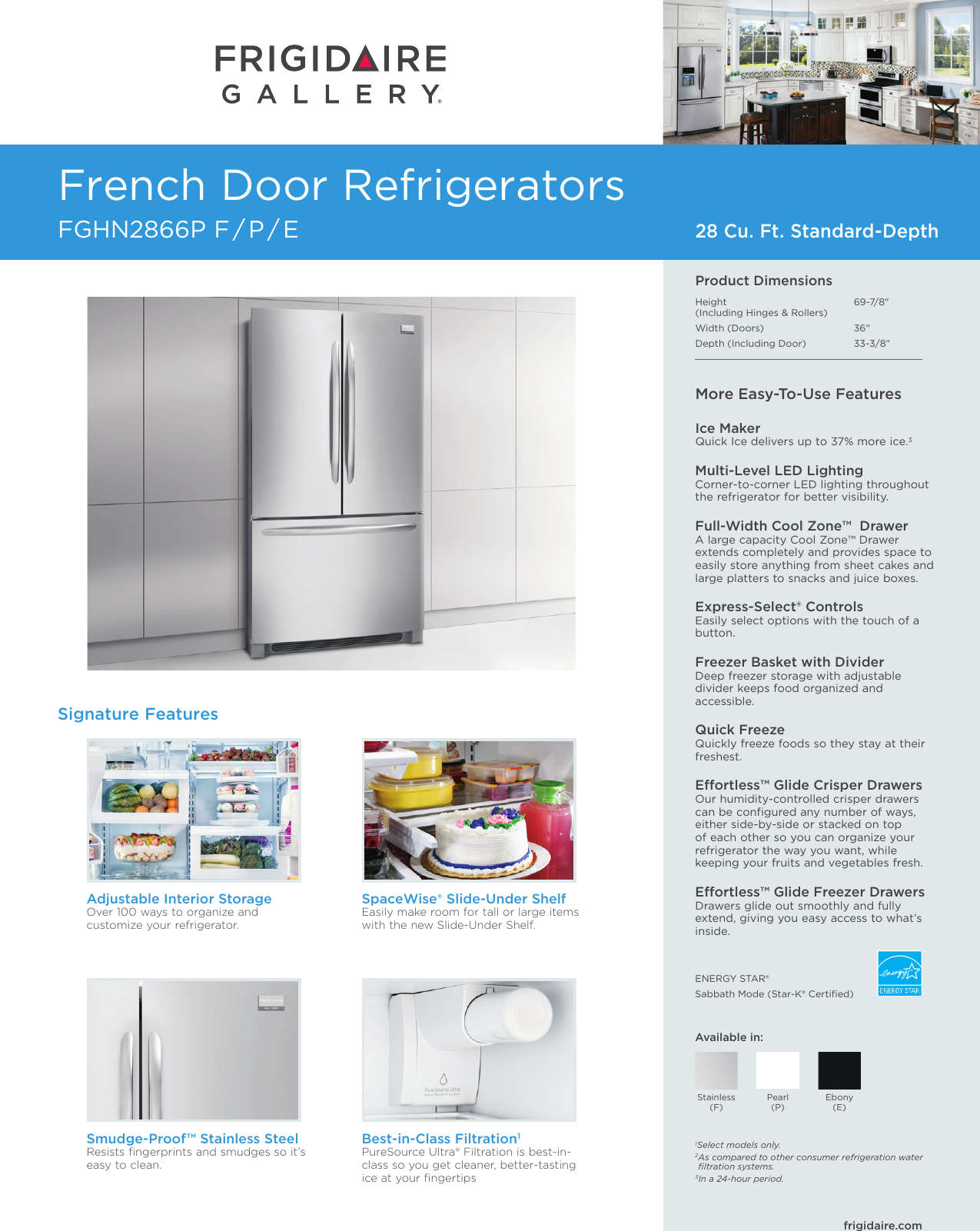 Page 1 of 4 - Frigidaire Frigidaire-Fghn2866Pe-Product-Specifications-Sheet-  Frigidaire-fghn2866pe-product-specifications-sheet