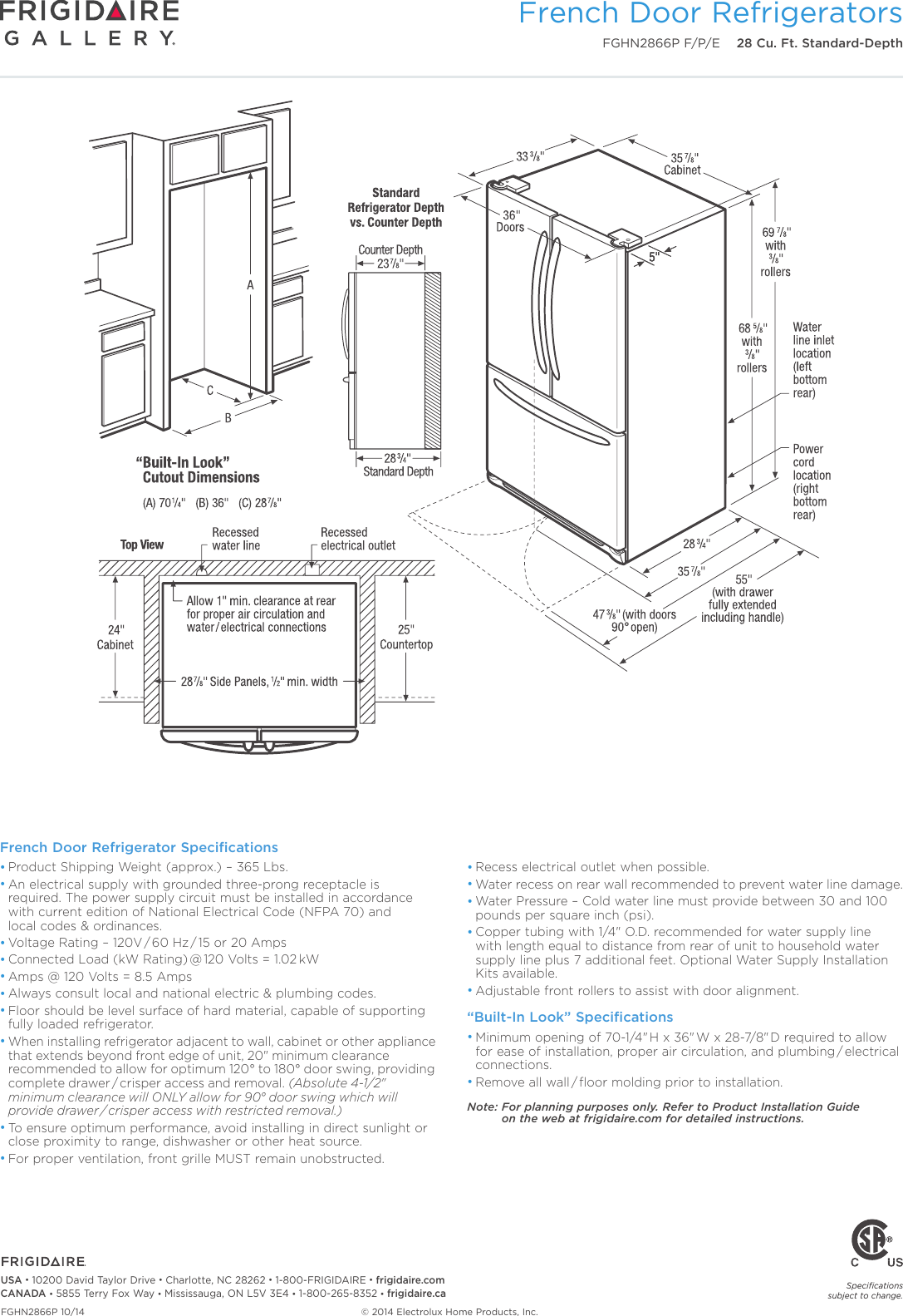 Page 3 of 4 - Frigidaire Frigidaire-Fghn2866Pe-Product-Specifications-Sheet-  Frigidaire-fghn2866pe-product-specifications-sheet