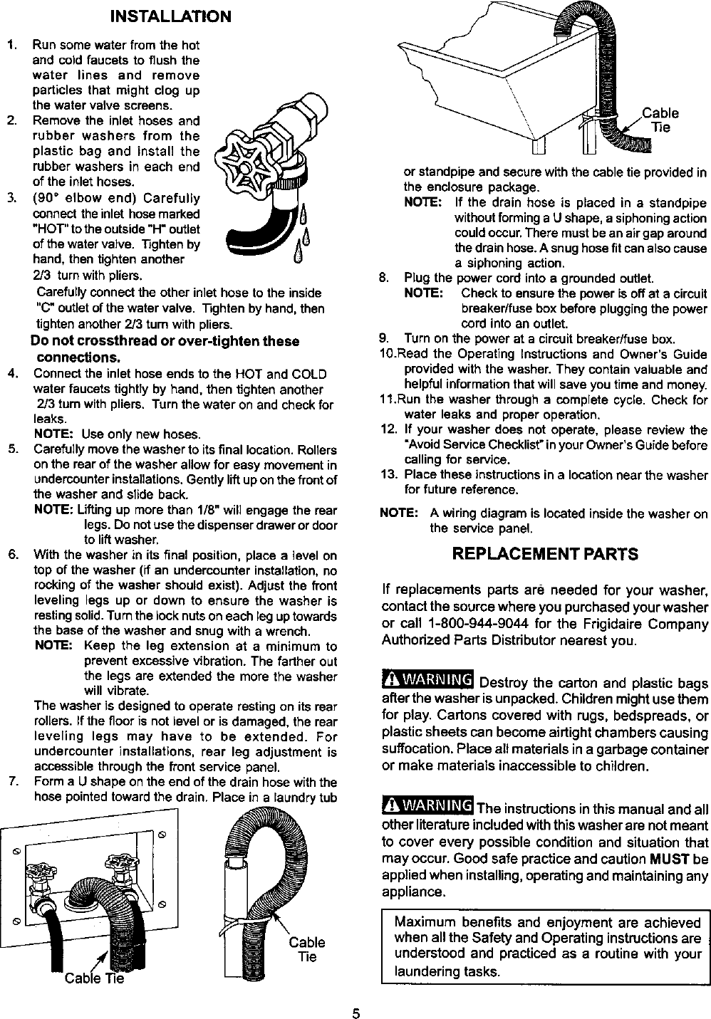 Page 5 of 5 - Frigidaire GLTF1670AS0 User Manual  WASHER - Manuals And Guides L0410185