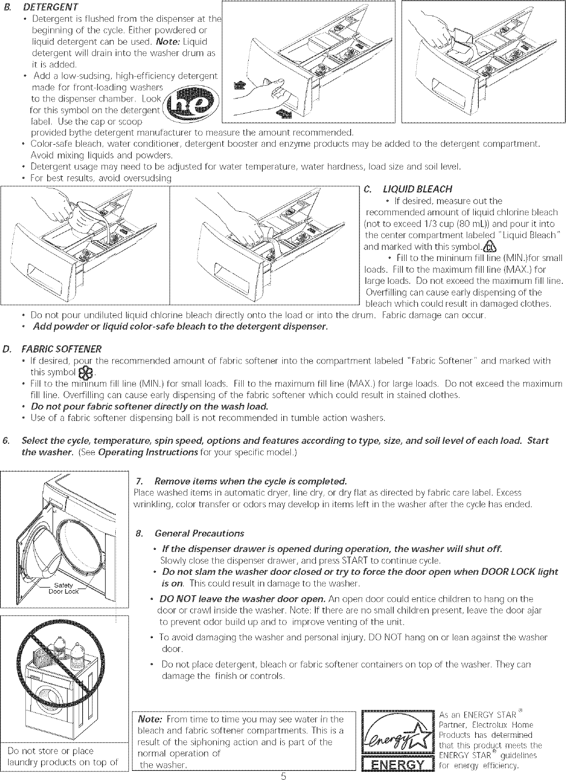 Page 5 of 10 - Frigidaire GLTF2940ES1 User Manual  WASHER - Manuals And Guides L0520593