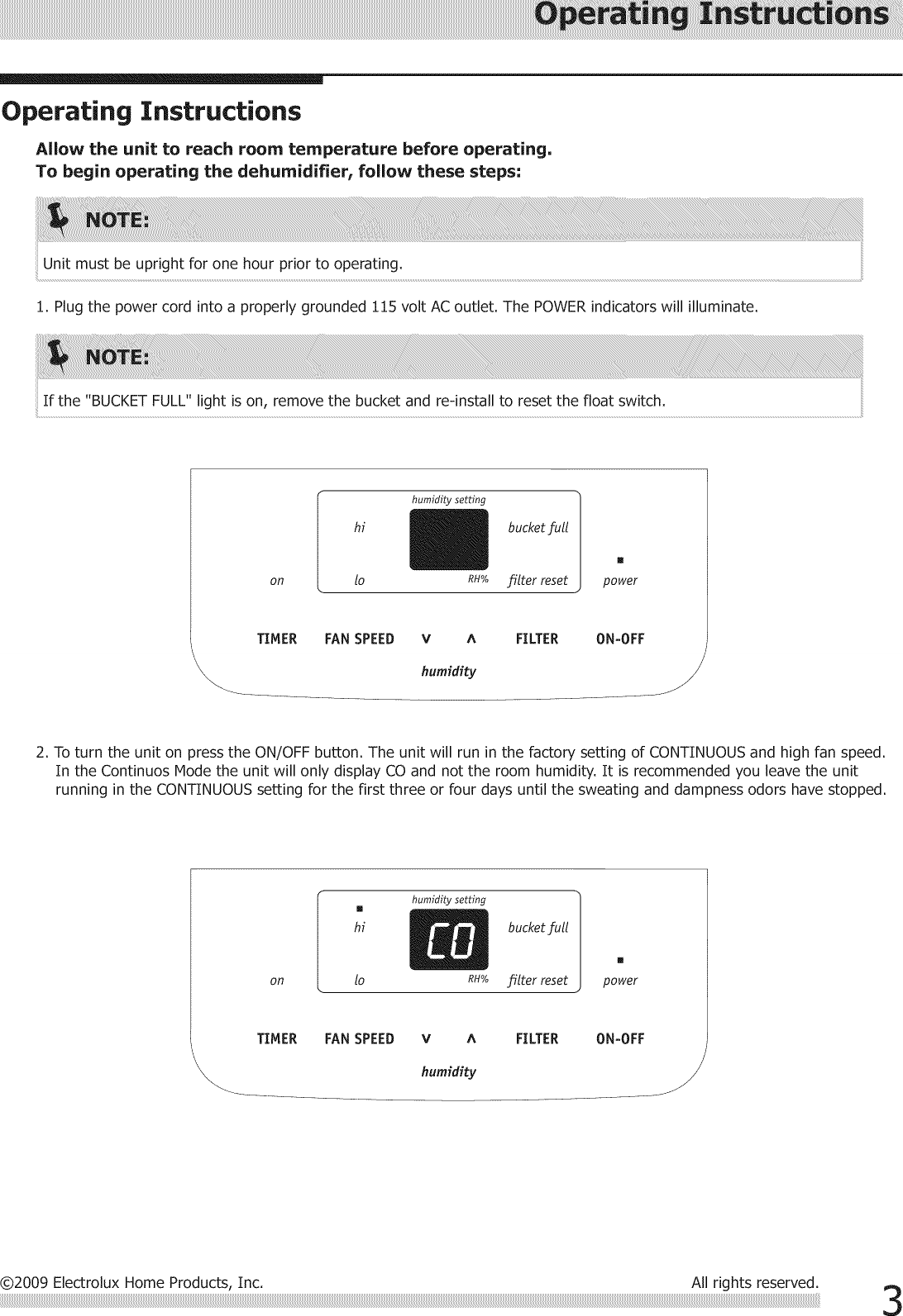 Page 3 of 10 - Frigidaire LAD254NTL0 User Manual  DEHUMIDIFIER - Manuals And Guides 1006048L