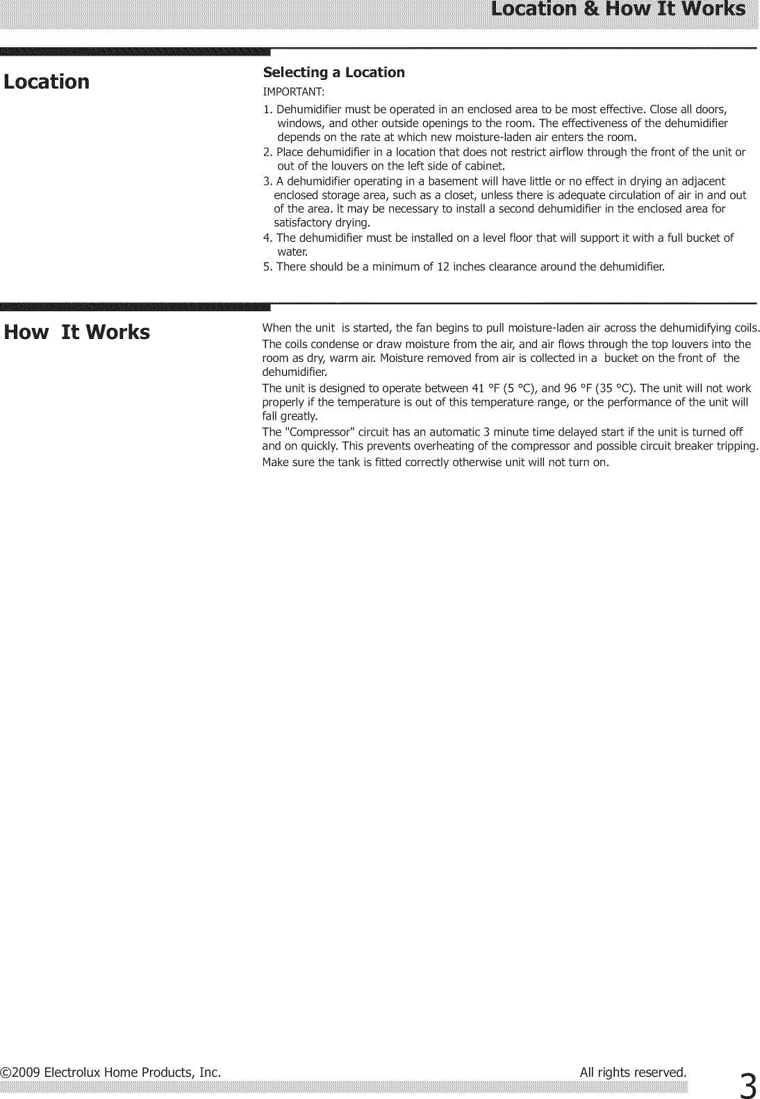 Page 3 of 10 - Frigidaire LAD304NUL10 User Manual  DEHUMIDIFIER - Manuals And Guides 1206125L