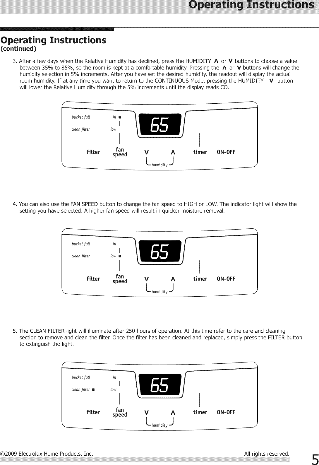 Page 5 of 10 - Frigidaire LAD304NUL10 User Manual  DEHUMIDIFIER - Manuals And Guides 1206125L
