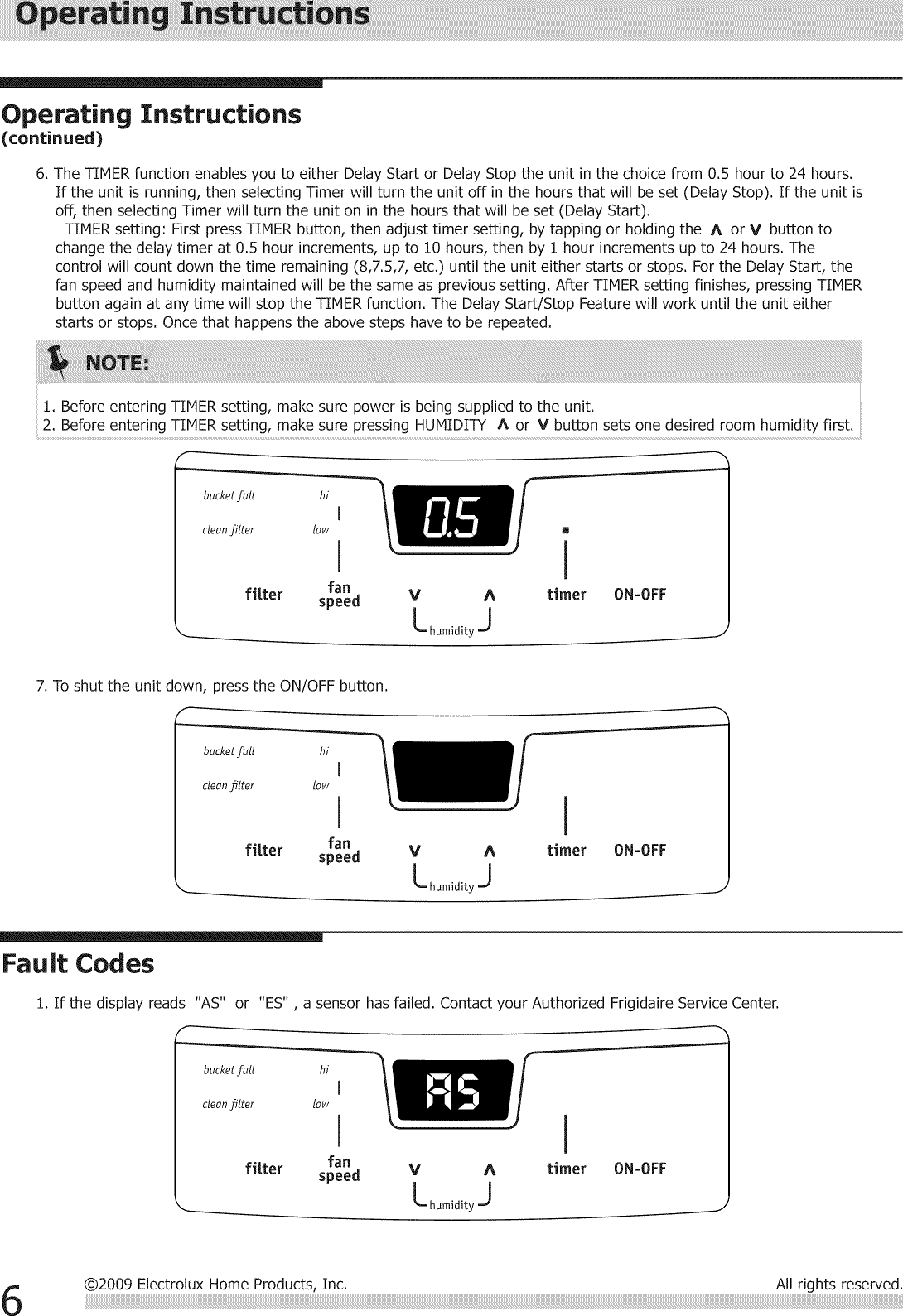 Page 6 of 10 - Frigidaire LAD304NUL10 User Manual  DEHUMIDIFIER - Manuals And Guides 1206125L