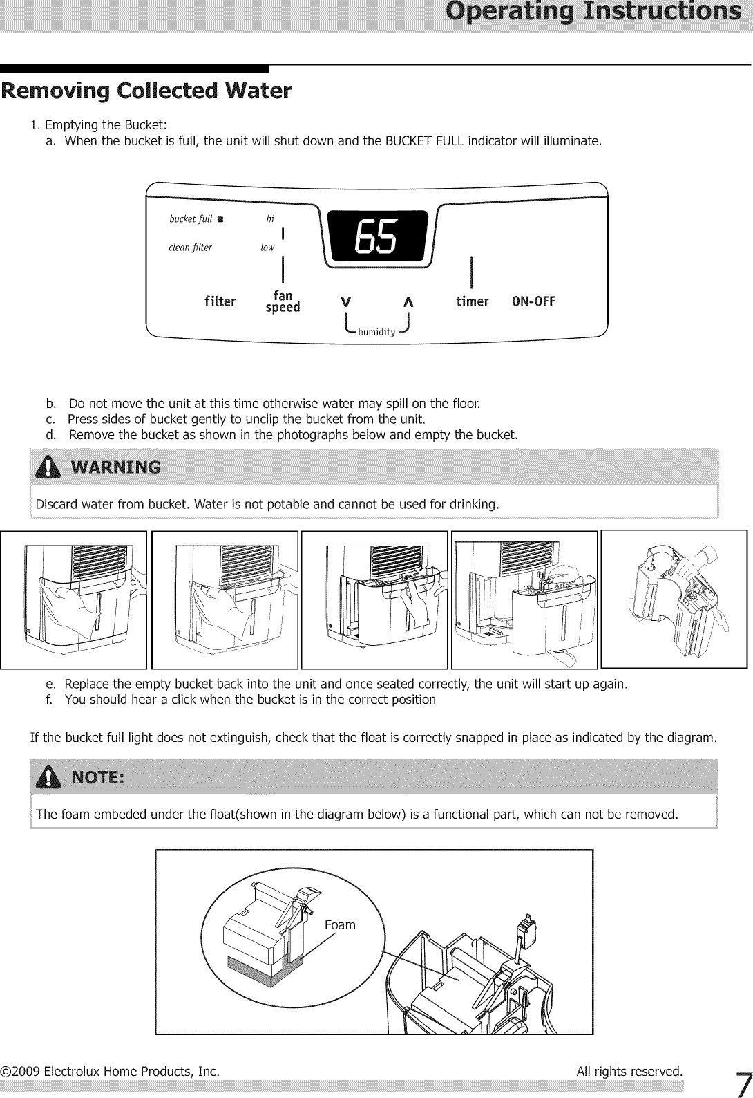 Page 7 of 10 - Frigidaire LAD304NUL10 User Manual  DEHUMIDIFIER - Manuals And Guides 1206125L