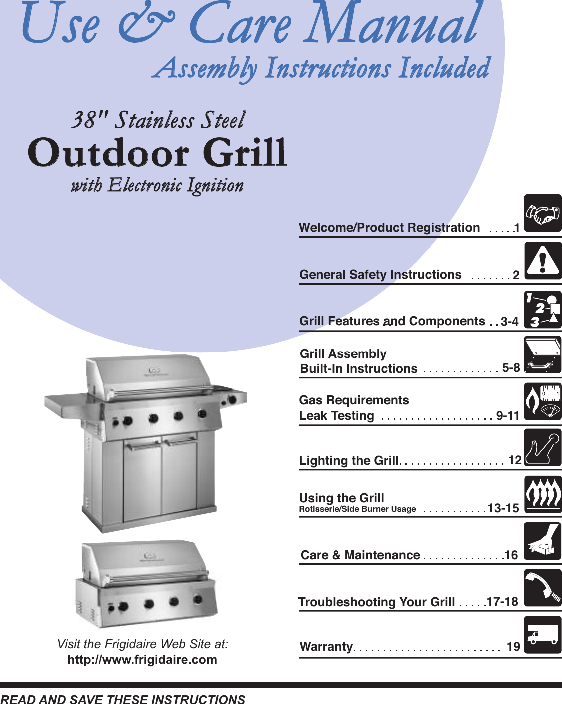 Frigidaire Outdoor Kitchen Grill 38 Instruc130493.04 User Manual To