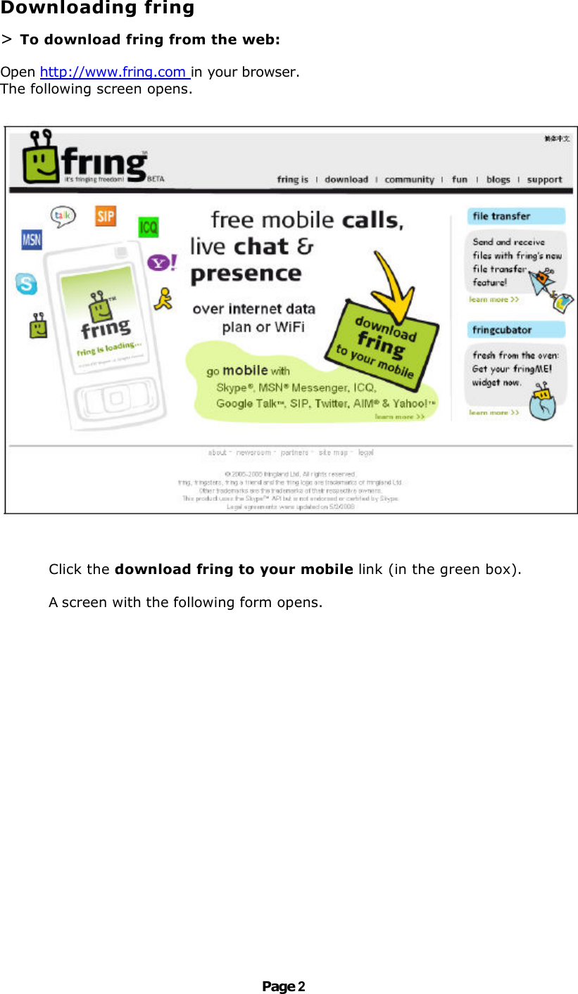 Page 2 of 9 - Fring Fring-For-Windows-Mobile-3-24-User-Guide User Manual Windows Mobile MundiCalls
