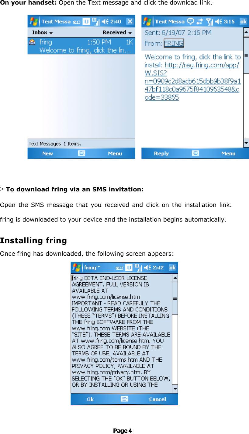 Page 4 of 9 - Fring Fring-For-Windows-Mobile-3-24-User-Guide User Manual Windows Mobile MundiCalls