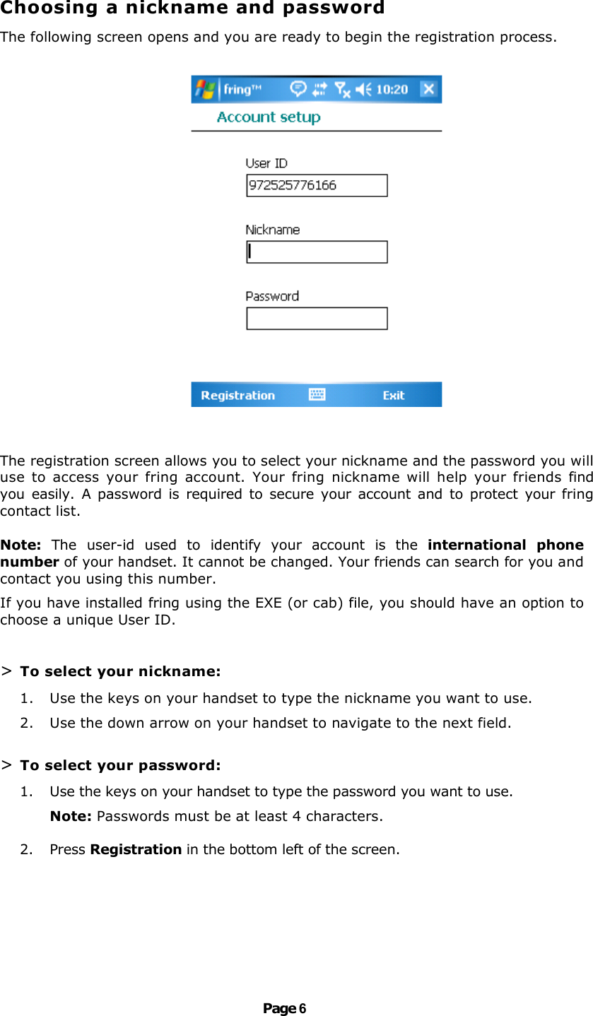 Page 6 of 9 - Fring Fring-For-Windows-Mobile-3-24-User-Guide User Manual Windows Mobile MundiCalls