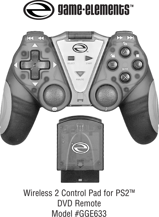 Wireless 2 Control Pad for PS2TMDVD Remote Model #GGE633