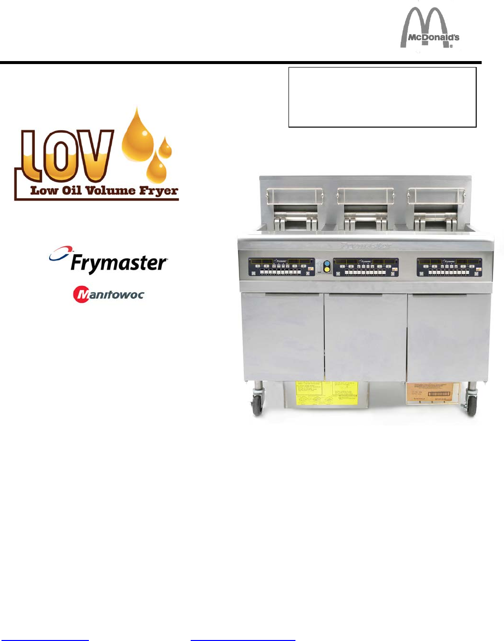 Frymaster Lov Biela14 Users Manual GEN 2 SP Cover, Front
