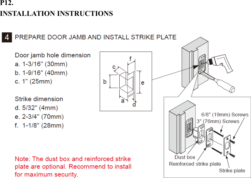 P12. INSTALLATION INSTRUCTIONS                        