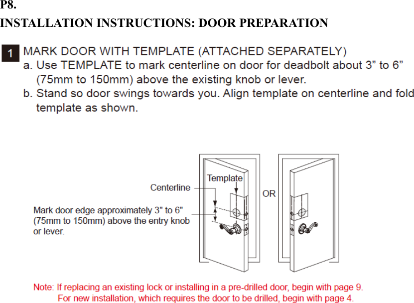 P8. INSTALLATION INSTRUCTIONS: DOOR PREPARATION                       