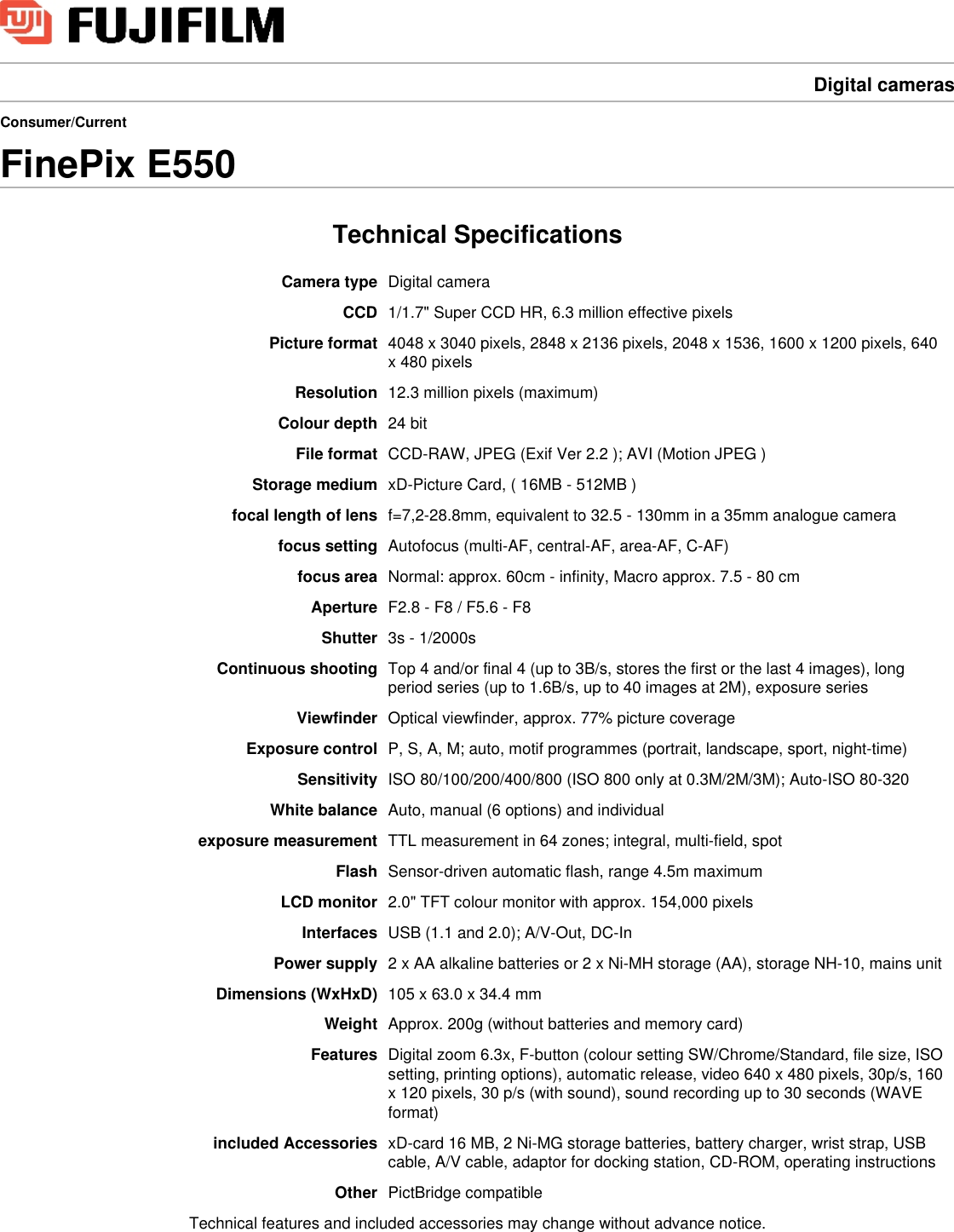 Page 2 of 2 - Fujifilm Fujifilm-Finepix-E550-Users-Manual- Fuji  Fujifilm-finepix-e550-users-manual
