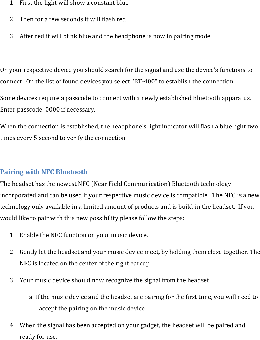 Fujikon BT400 Bluetooth headset User Manual BT 400 Instructions guide