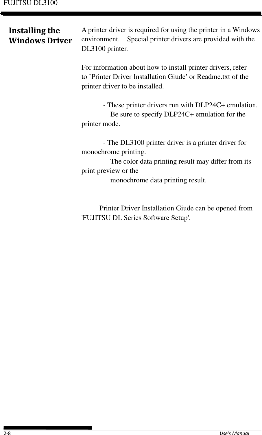 Page 32 of Fujitsu Isotec 021M33342A Dot Matrix Printer User Manual Part 1 of 2
