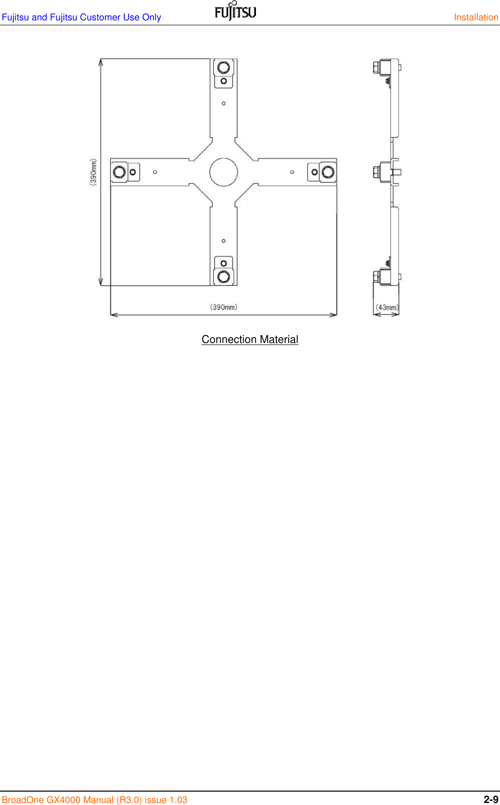 Fujitsu and Fujitsu Customer Use Only    Installation BroadOne GX4000 Manual (R3.0) issue 1.03 2-9                 Connection Material                       