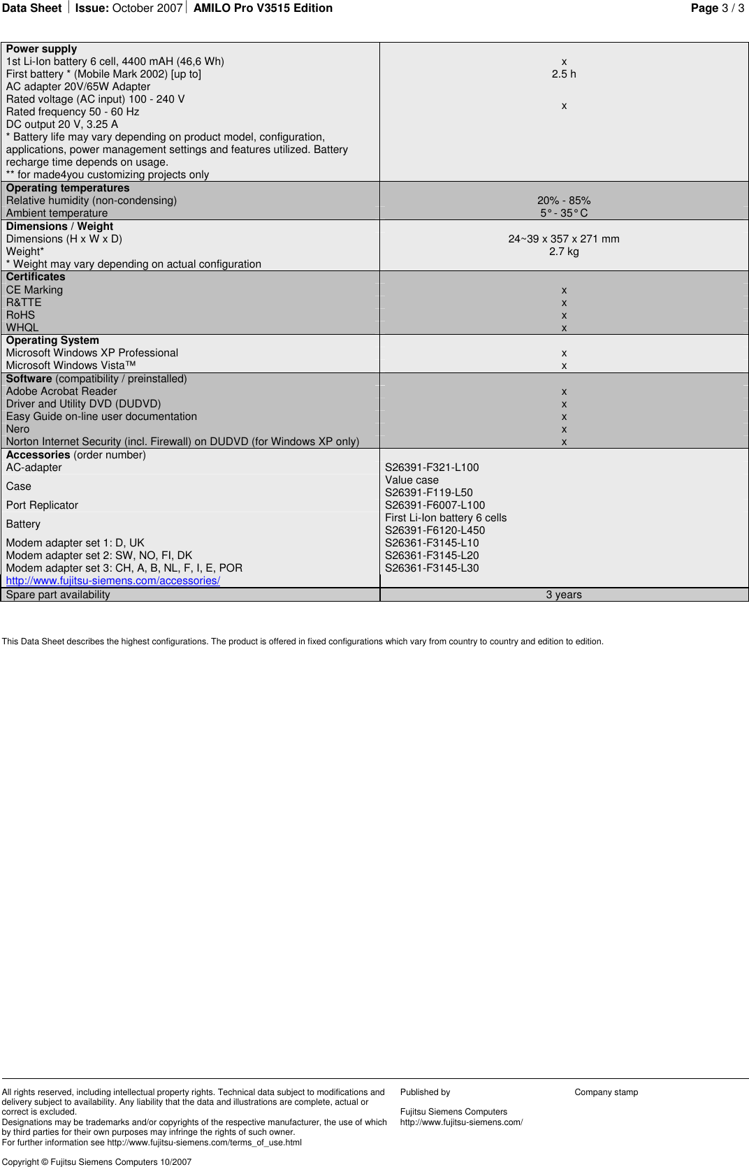 Page 3 of 3 - Fujitsu-Siemens-Computers Fujitsu-Siemens-Computers-Amilo-Pro-V3515-Users-Manual Ds_amilo_pro_v3515_041007