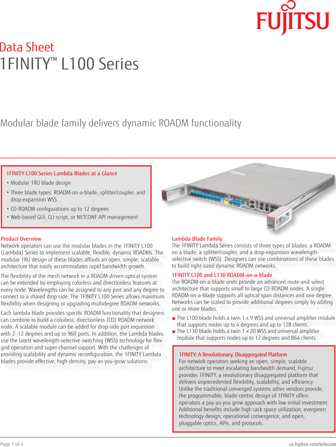 Page 1 of 4 - Fujitsu  1FINITY L100 Lambda Blade Series 1FINITY-L100
