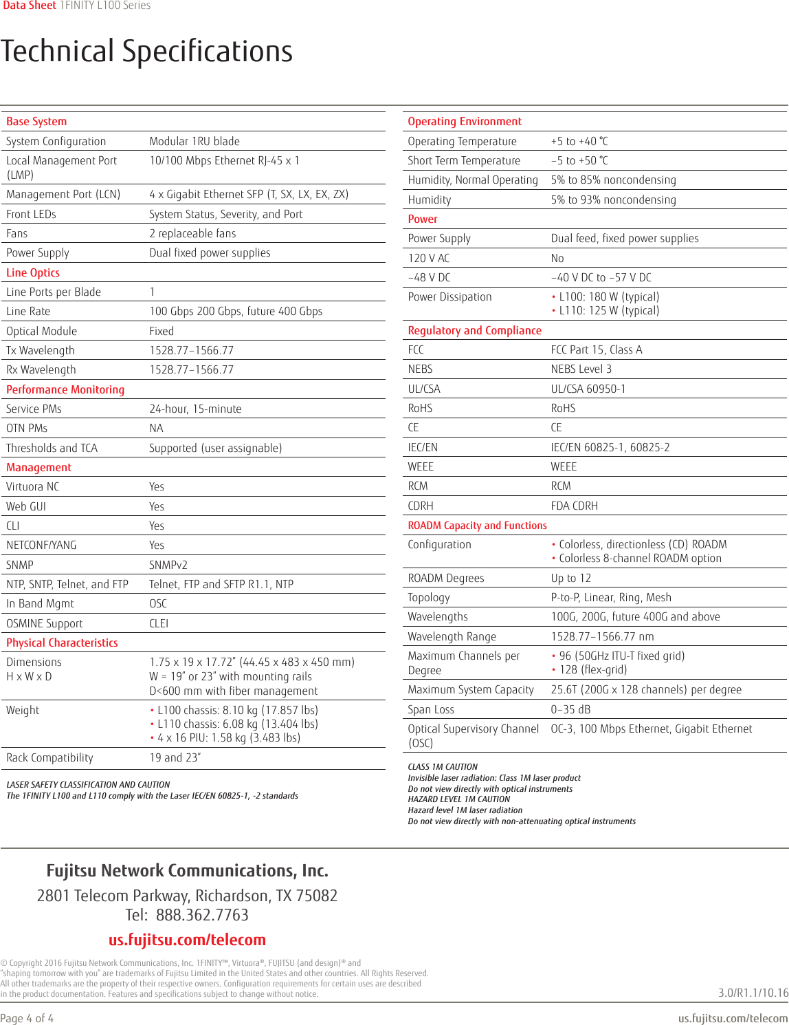 Page 4 of 4 - Fujitsu  1FINITY L100 Lambda Blade Series 1FINITY-L100