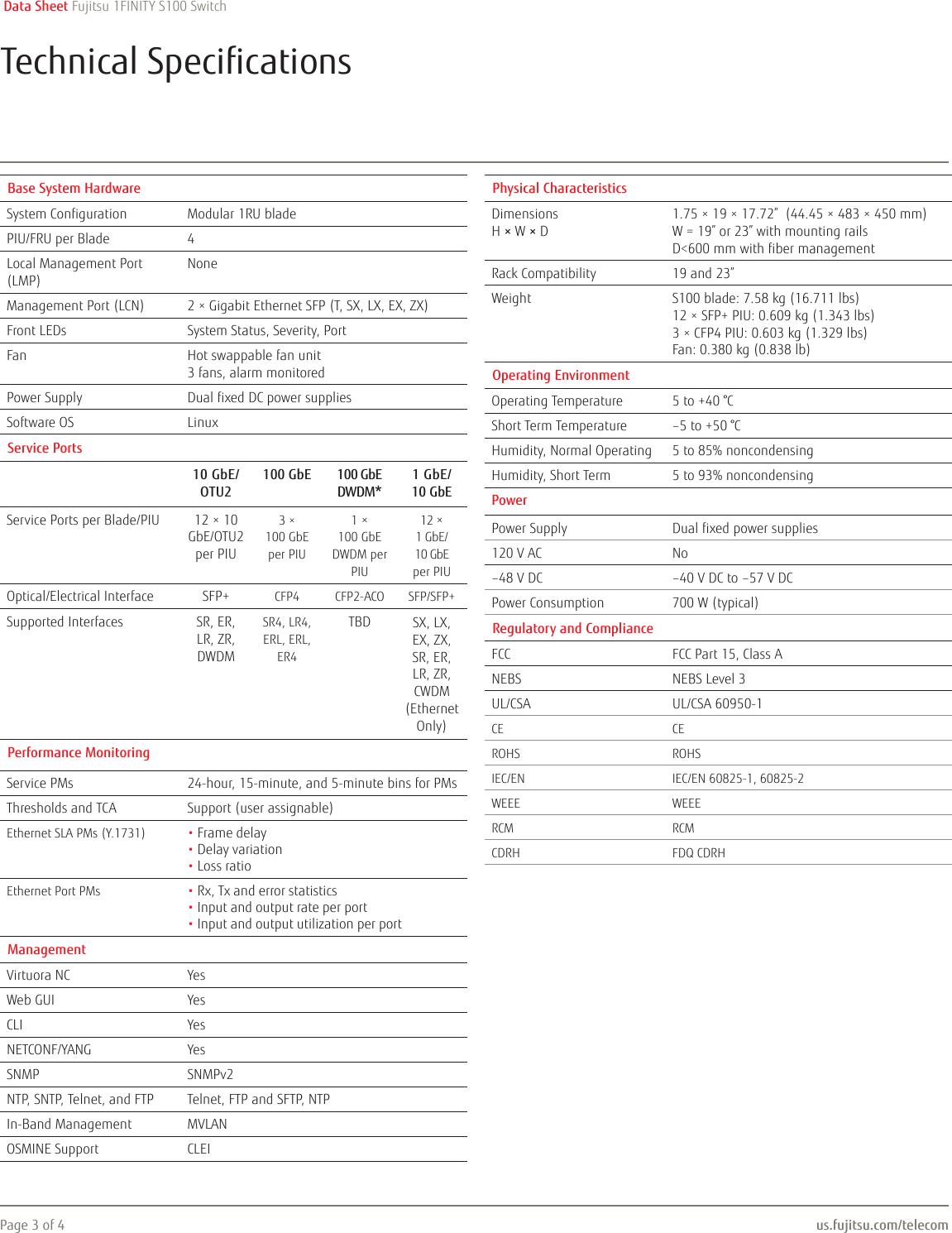 Page 3 of 4 - Fujitsu  1FINITY S100 Switch 1FINITY-S100
