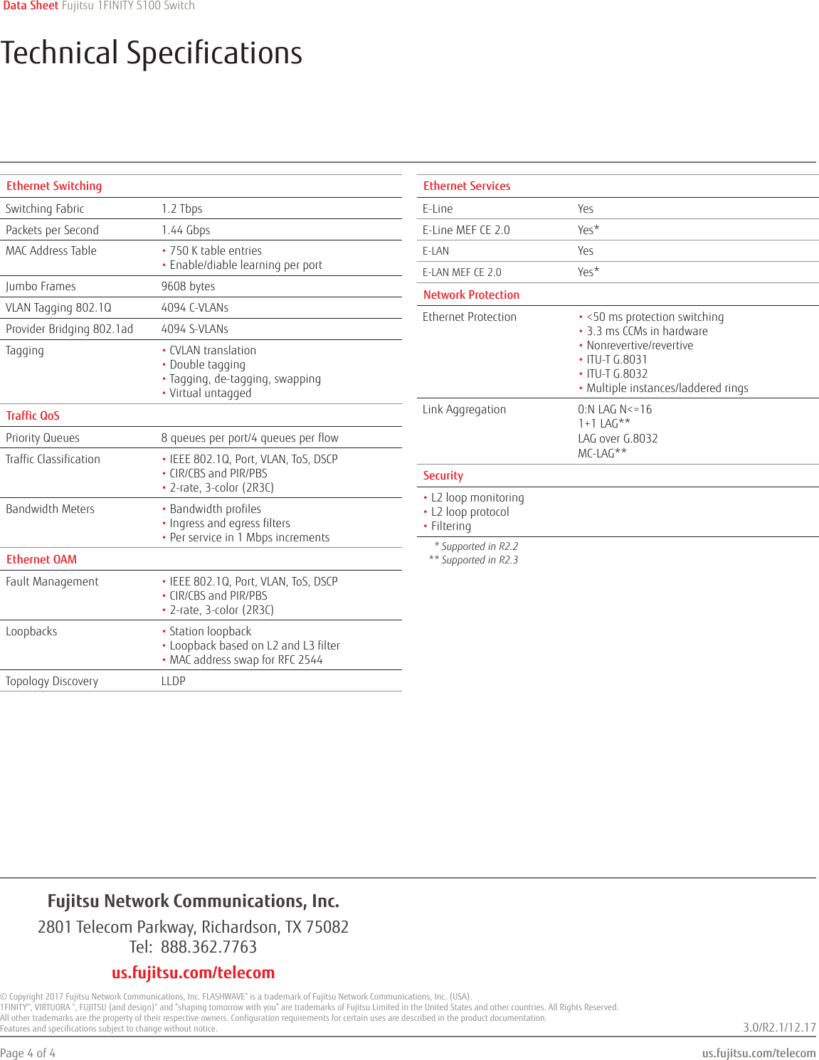Page 4 of 4 - Fujitsu  1FINITY S100 Switch 1FINITY-S100