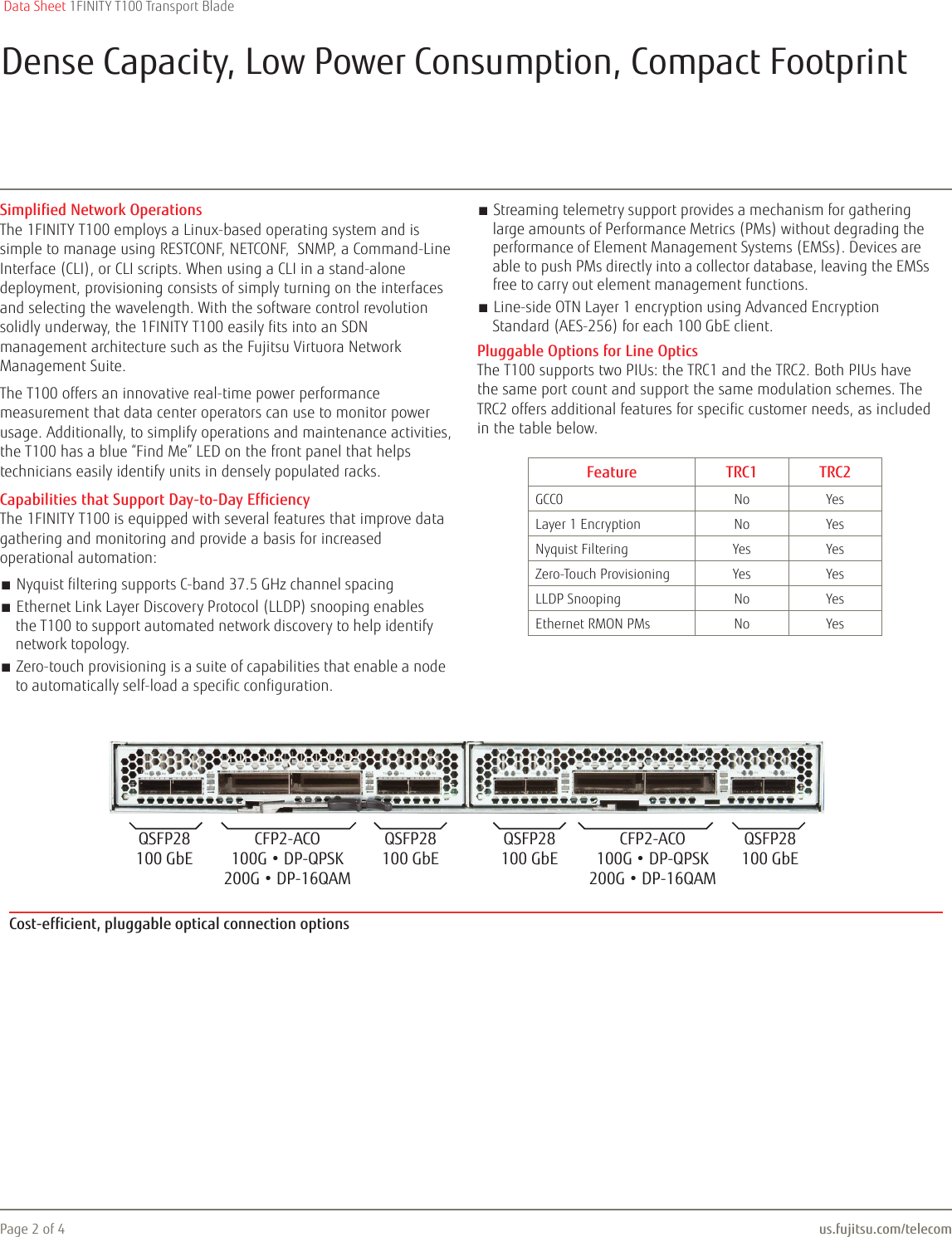 Page 2 of 4 - Fujitsu 1FINITY T100 Transport Blade 1FINITY-T100