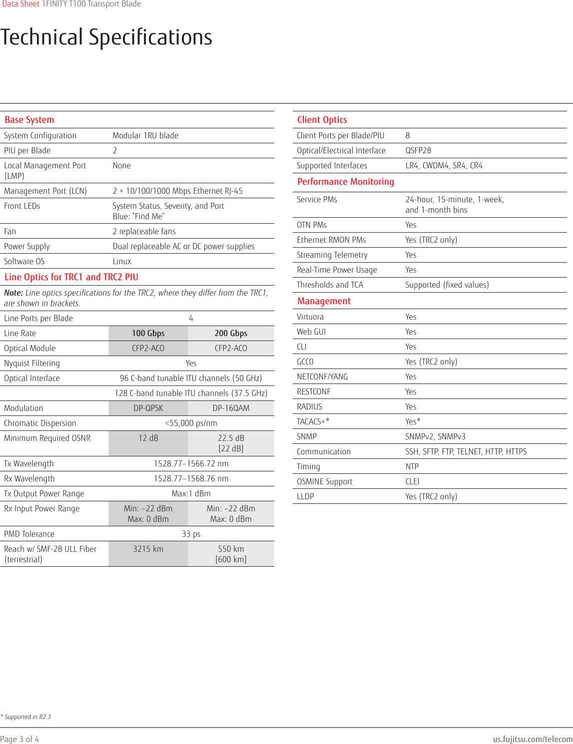 Page 3 of 4 - Fujitsu 1FINITY T100 Transport Blade 1FINITY-T100