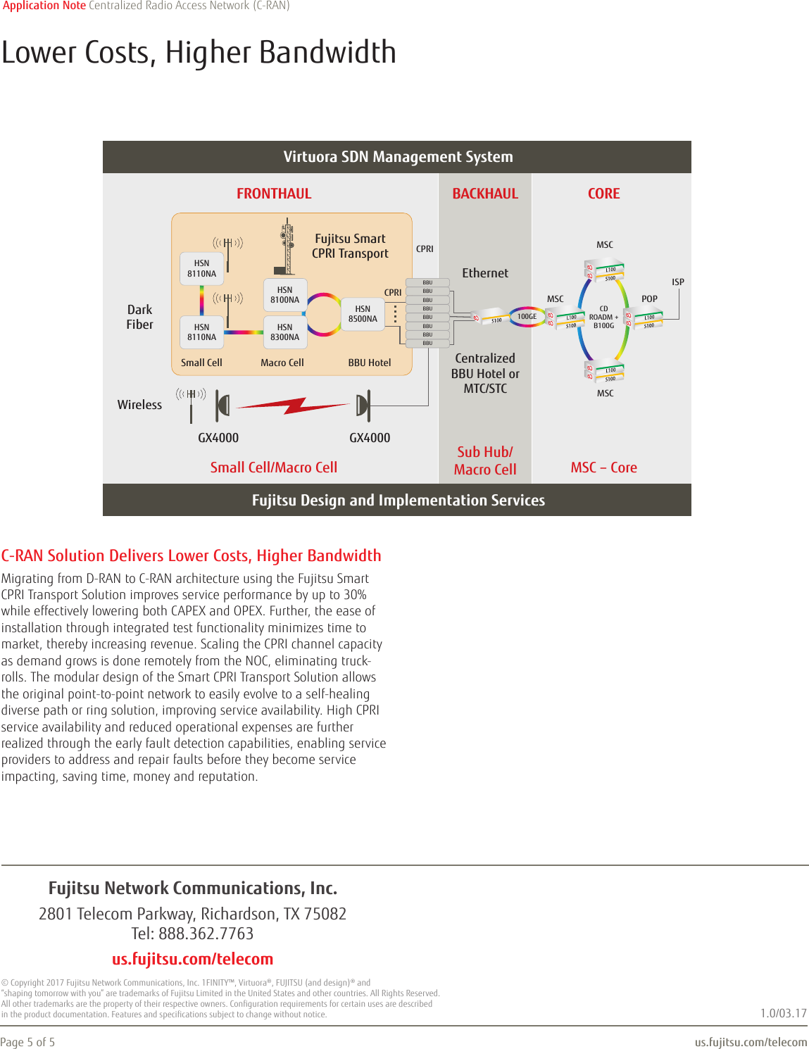 Page 5 of 5 - Fujitsu  Centralized Radio Access Network (C-RAN) Transport Centralized-Radio-Access-Network-C-RAN-Transport-Application-Note