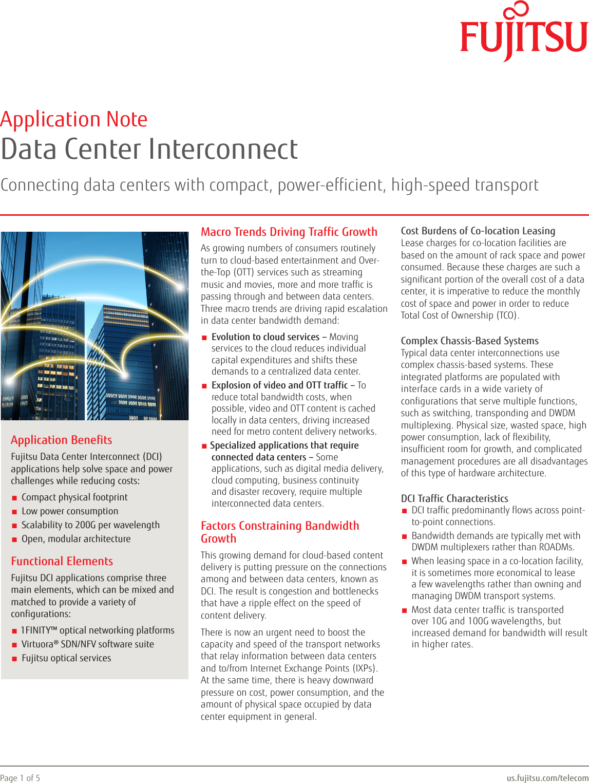 Page 1 of 5 - Fujitsu  Data Center Interconnect Data-Center-Interconnect-app-note