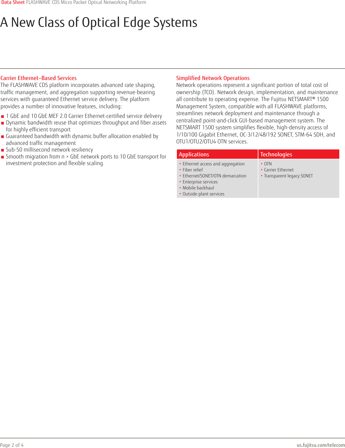 Page 2 of 4 - Fujitsu  FLASHWAVE CDS Ds