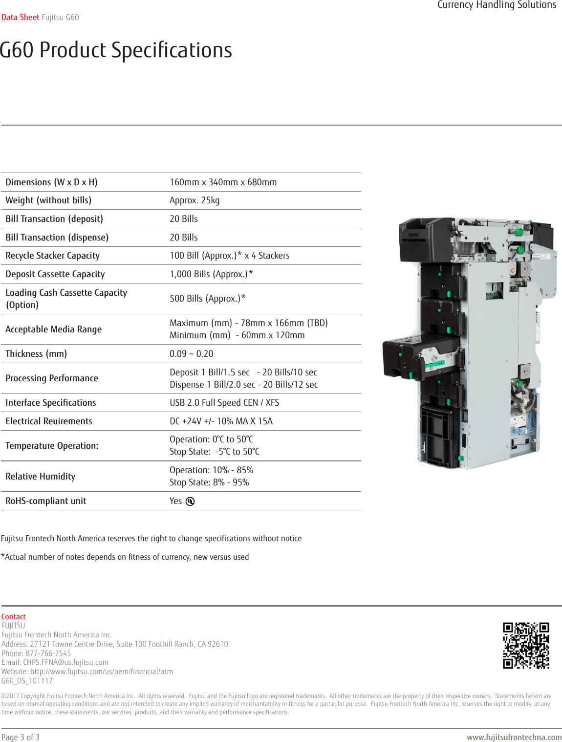 Page 3 of 3 - Fujitsu  Datasheet US G60 101117