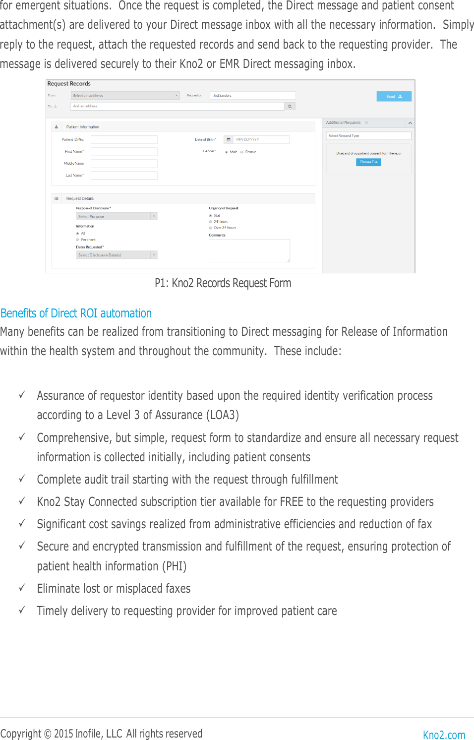 Page 2 of 3 - Fujitsu Kno2 Direct Messaging - Patient Record Requests Healthcare READ MORE Records Request Overview