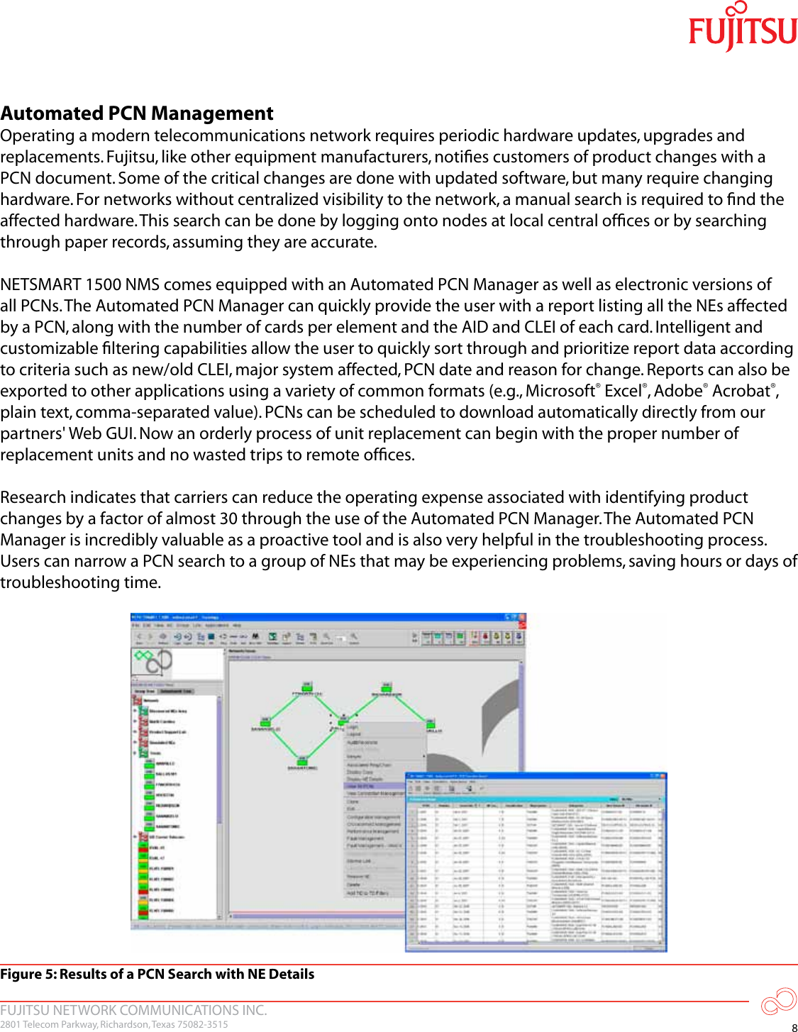 Page 9 of 12 - Fujitsu  Optimizing Networks With Money Saving Features Of The NETSMART 1500 Element Management System Savings NETSMART1500