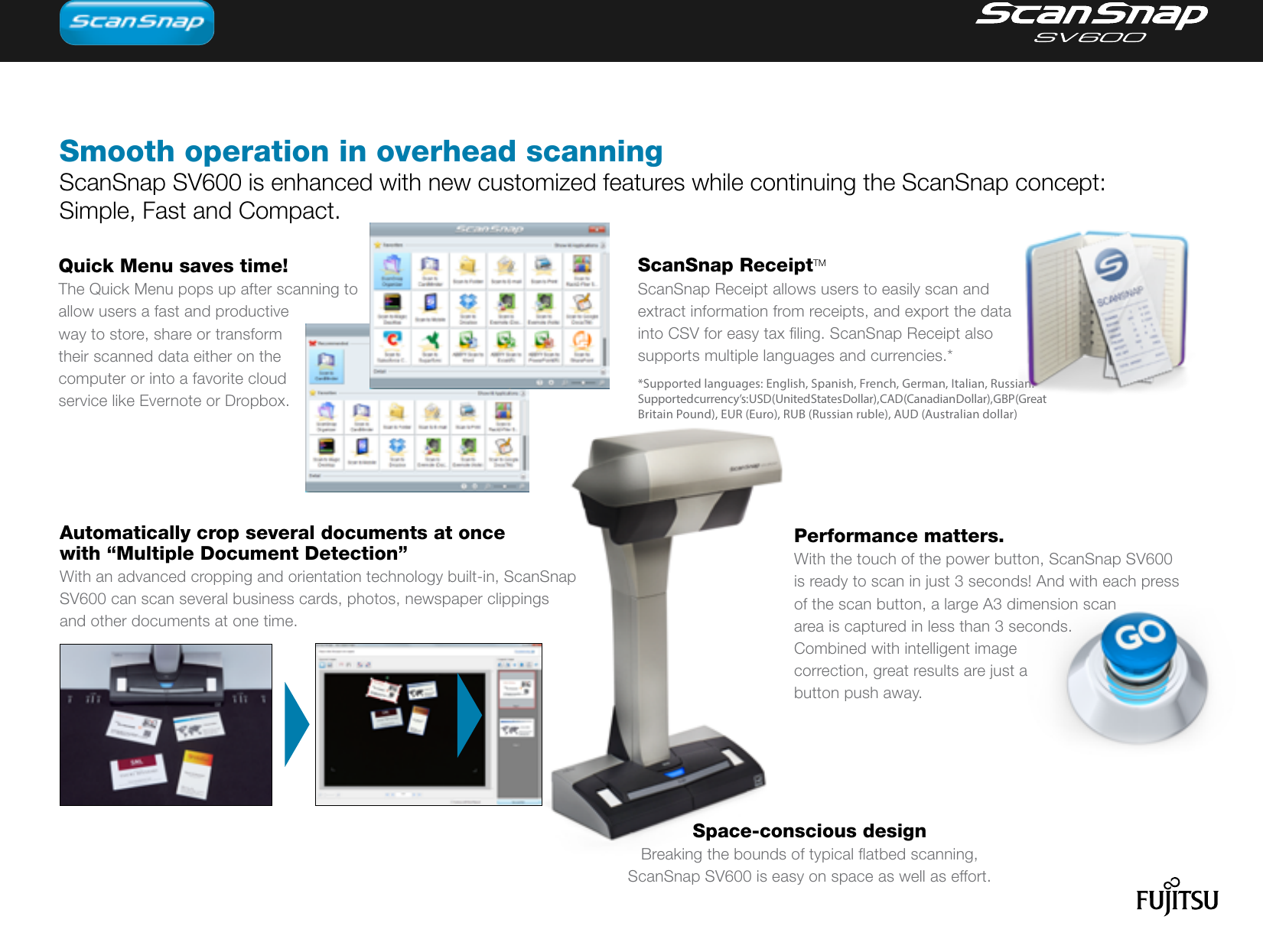 Page 3 of 6 - Fujitsu ScanSnap SV600 Contactless  Scanner Datasheet Scan Snap 0517