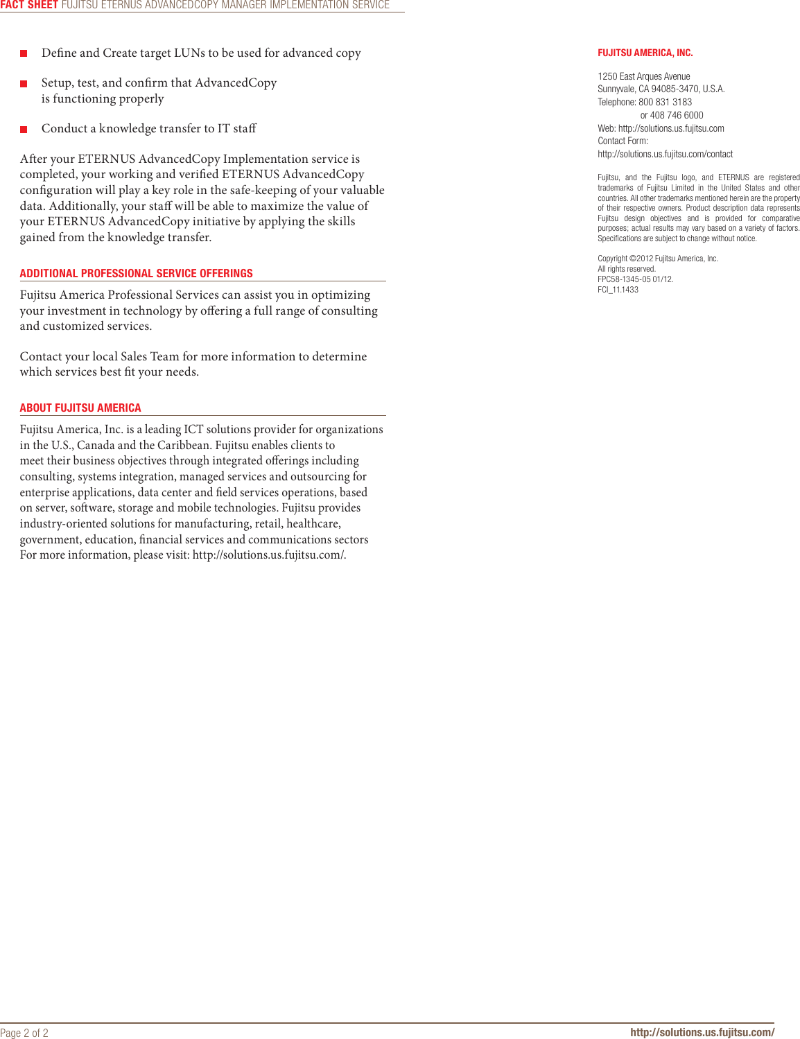 Page 2 of 2 - Fujitsu ETERNUS AdvancedCopy Manager Implementation Service Advanced Copy Fact Sheet Storage-ETERNUS-Advanced Copy-Manager-Service-factsheet