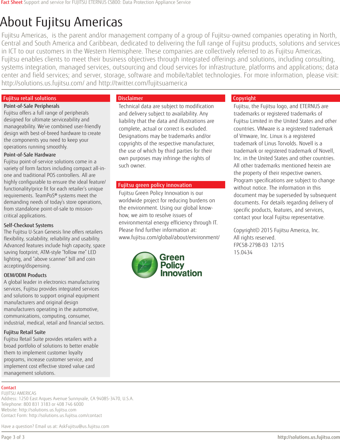 Page 3 of 3 - Fujitsu Fujitsu-USCAN-Genesis-II-Self-Checkout ETERNUS CS800 Data Protection Appliance Service Fact Sheet Storage-ETERNUS-CS800-Data-Protection-Appliance-factsheet