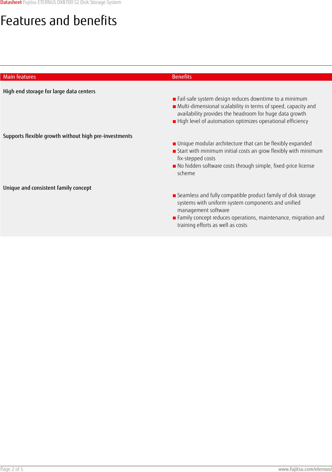 Page 2 of 5 - Fujitsu Datasheet ETERNUS DX8700 S2 Storage Data Sheet Storage-ETERNUS-DX8700S2-datasheet