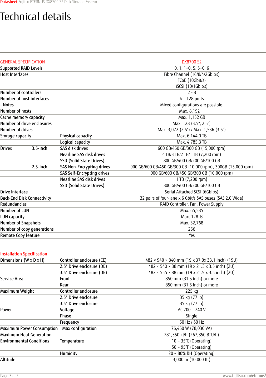 Page 3 of 5 - Fujitsu Datasheet ETERNUS DX8700 S2 Storage Data Sheet Storage-ETERNUS-DX8700S2-datasheet