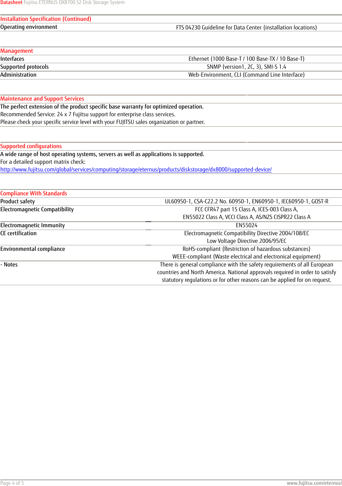 Page 4 of 5 - Fujitsu Datasheet ETERNUS DX8700 S2 Storage Data Sheet Storage-ETERNUS-DX8700S2-datasheet
