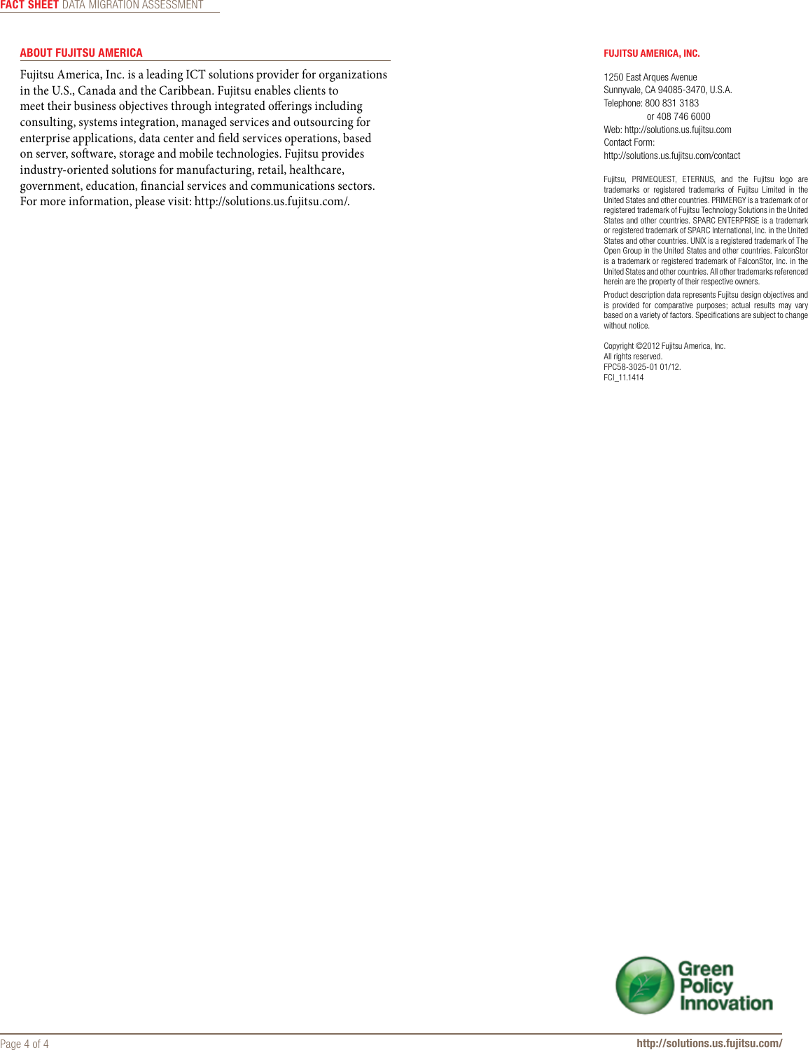 Page 4 of 4 - Fujitsu Data Migration Assessment Factsheet Service Sheet Storage-Services-Data-Migration-Assessment-factsheet