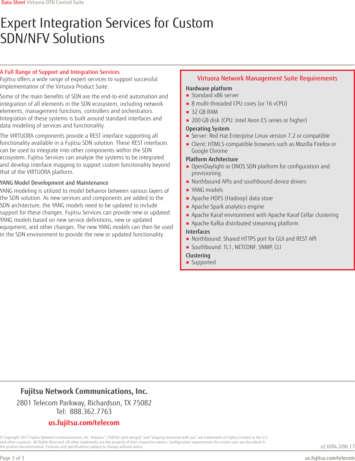 Page 3 of 3 - Fujitsu  Virtuora OTN Control Application Suite Virtuora-Product-Suite