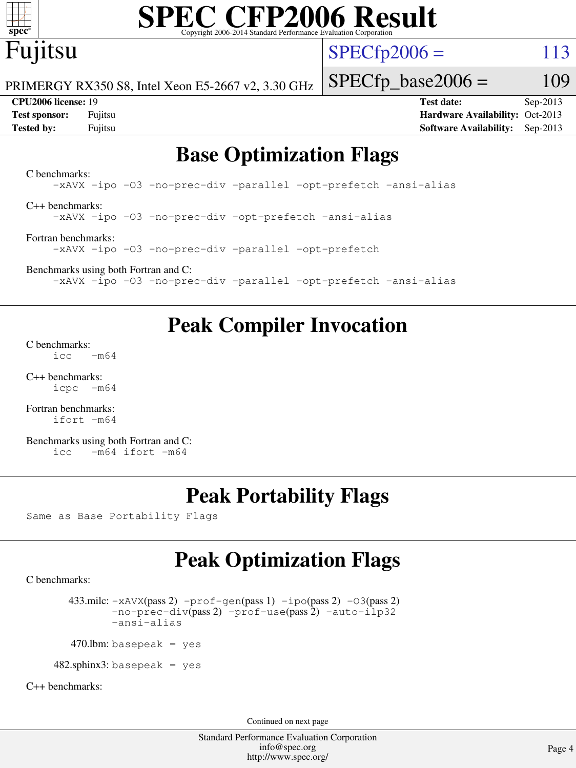 Page 4 of 6 - Fujitsu SPECfp2006 Cpu2006-20130906-26222