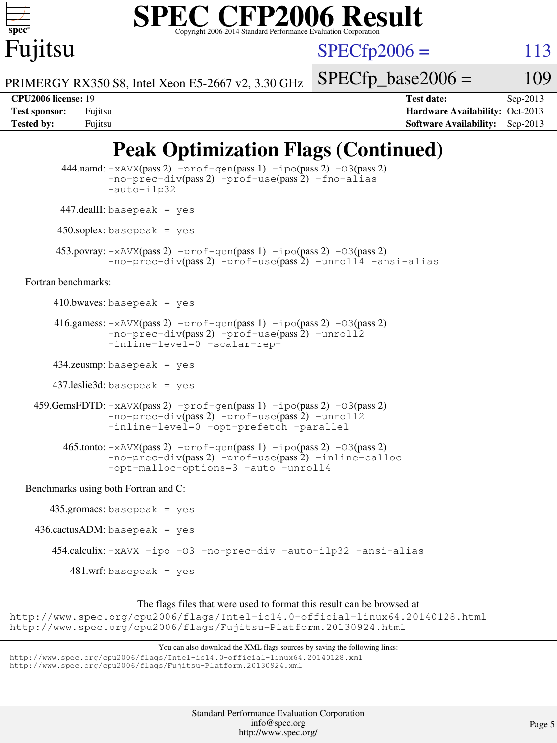 Page 5 of 6 - Fujitsu SPECfp2006 Cpu2006-20130906-26222