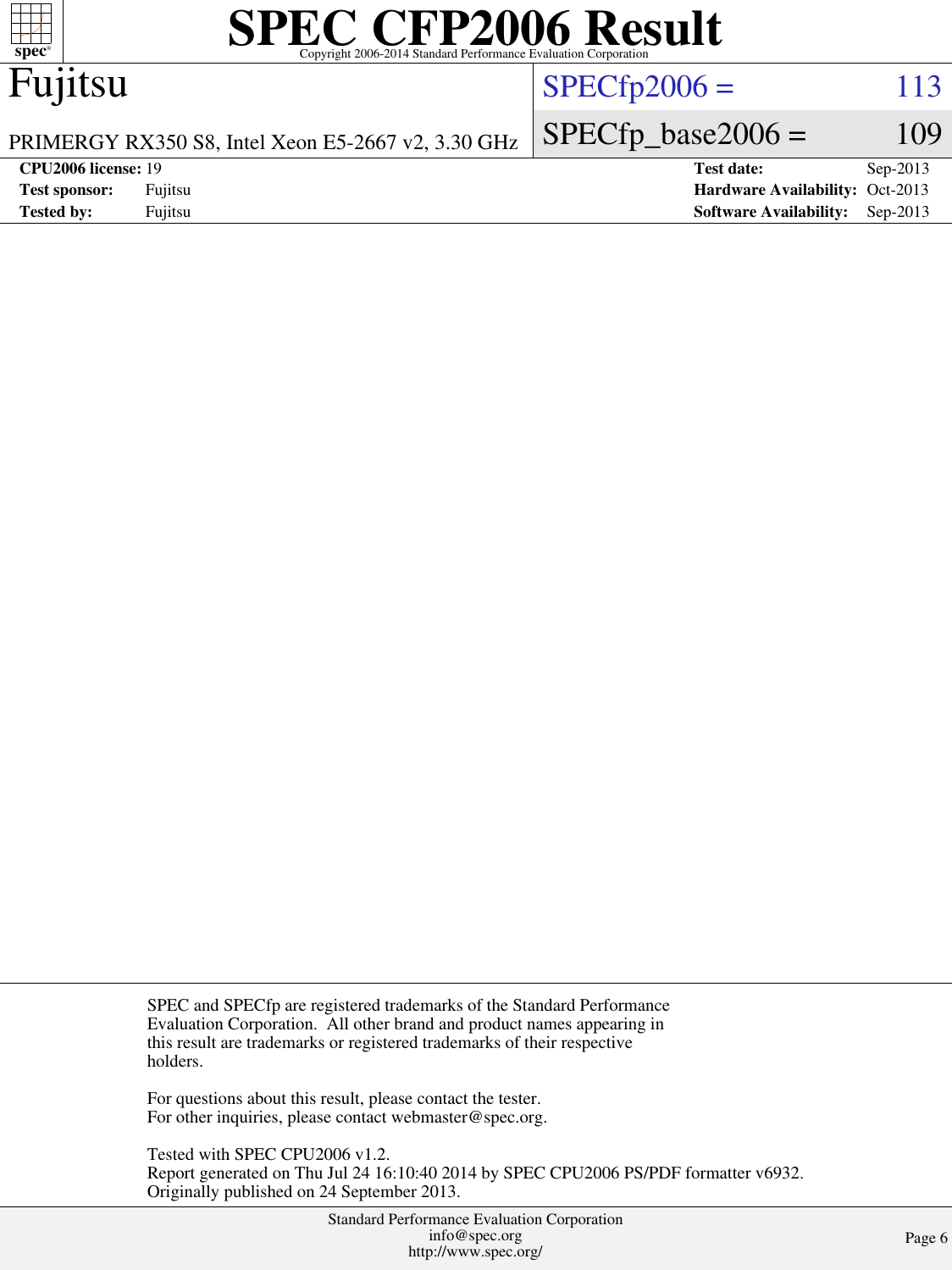 Page 6 of 6 - Fujitsu SPECfp2006 Cpu2006-20130906-26222