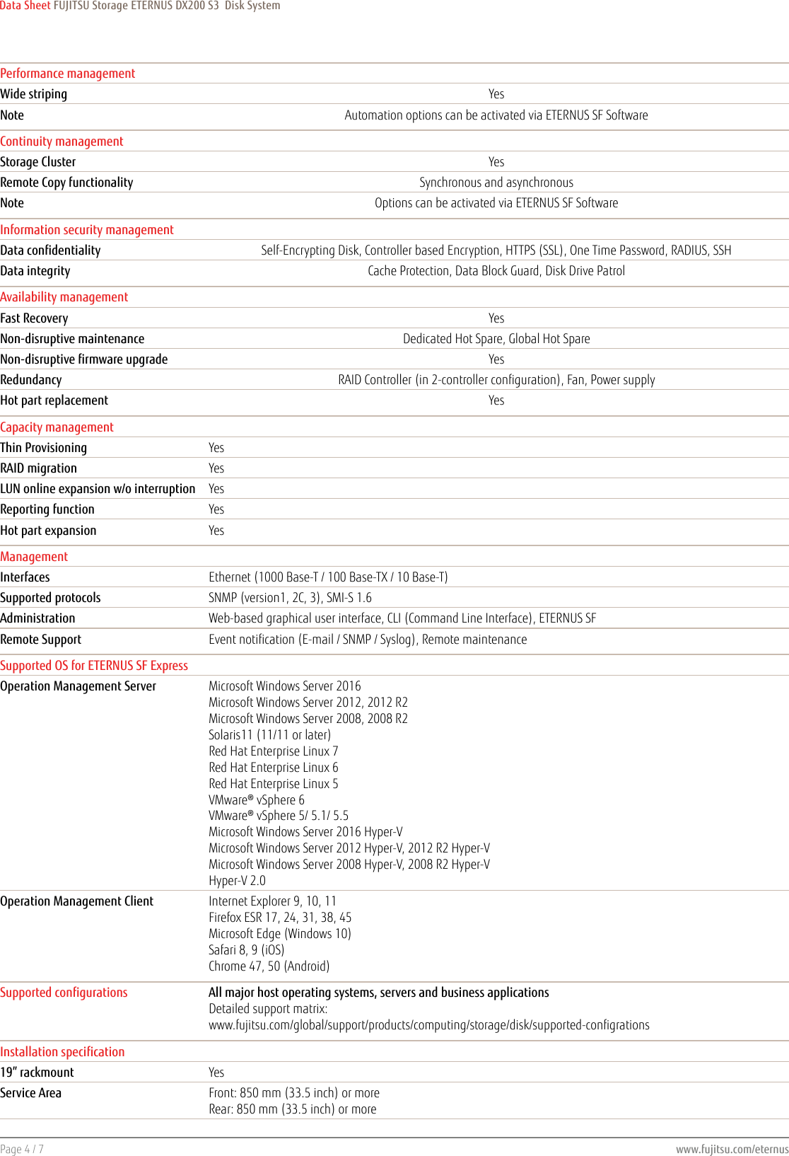 Page 4 of 7 - Fujitsu ETERNUS DX200 S3 Storage Data Sheet Ds-eternus-dx200-s3-ww-en