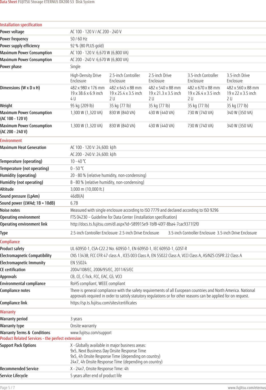Page 5 of 7 - Fujitsu ETERNUS DX200 S3 Storage Data Sheet Ds-eternus-dx200-s3-ww-en