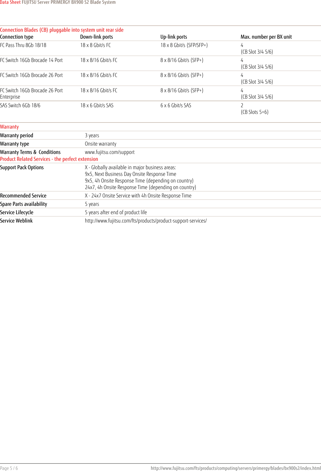 Page 5 of 6 - Fujitsu  PRIMERGY BX900 S2 Data Sheet Ds-py-bx900-s2